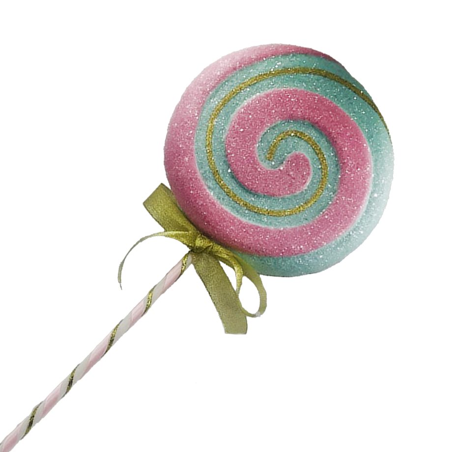 CANDY LOLLIPOP 25" PINK/MULTI ROUND SWIRL W/ GLITTER