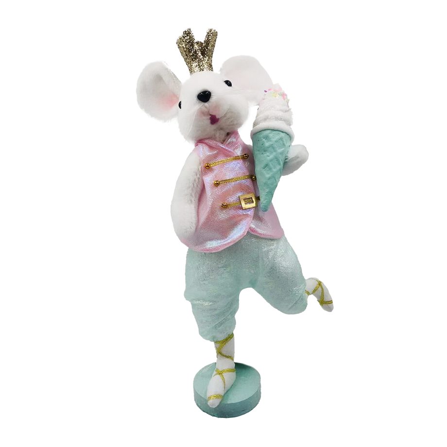 CANDY MOUSE PRINCE 15" PINK/MULTI STANDING HOLDING ICE CREAM CONE GLITTER