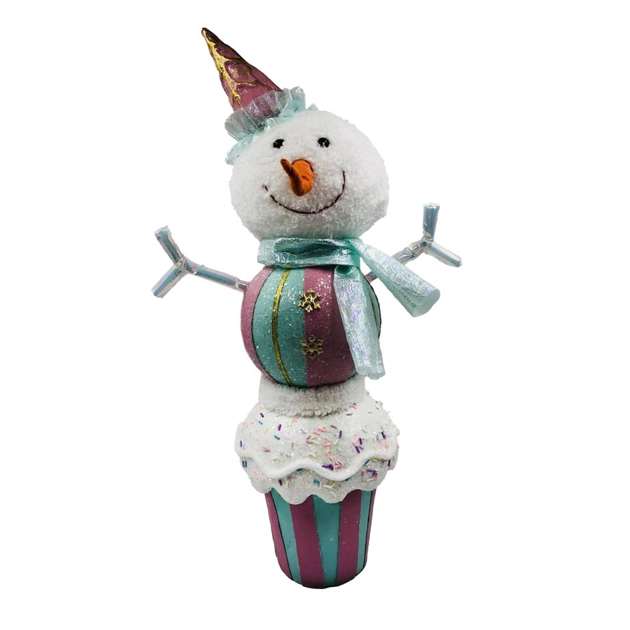 CANDY SNOWMAN CUPCAKE 25" PINK/MINT W/ RAINBOW SPRINKLES & GLITTER