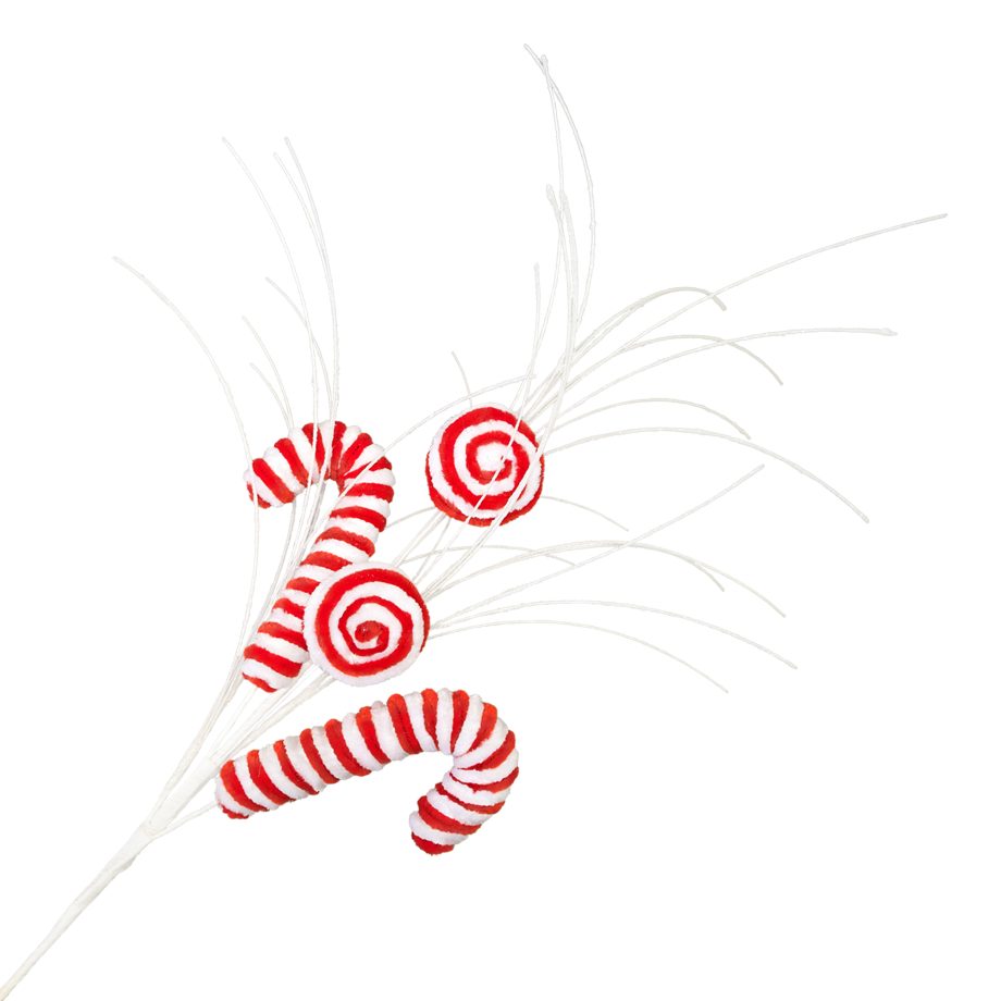 SPRAY CANDY CANE FUR FABRIC RED/WHITE 30" RIBBED GLITTER