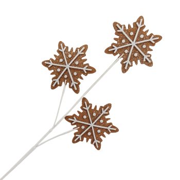 SPRAY GINGERBREAD SNOWFLAKES BROWN/WHITE 27" GLITTER