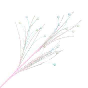 SPRAY FEATHER- LIKE-TWIGS CANDY PINK/MINT/BLUE 30" GLITTER W/ BALL TIPS