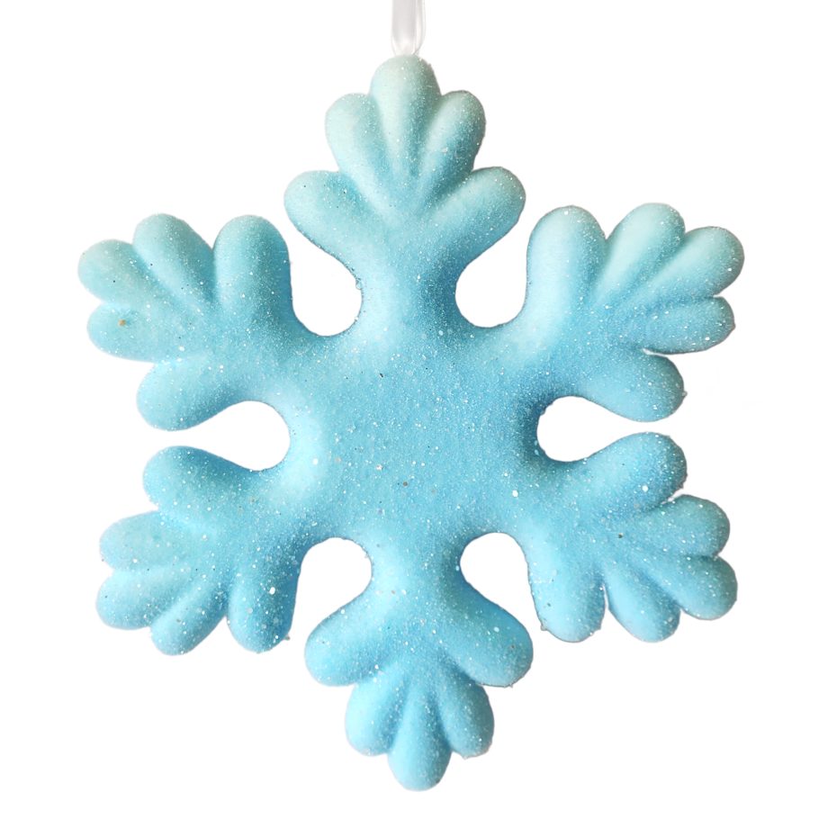 SNOWFLAKE HANGING 15" BLUE FLOCKED