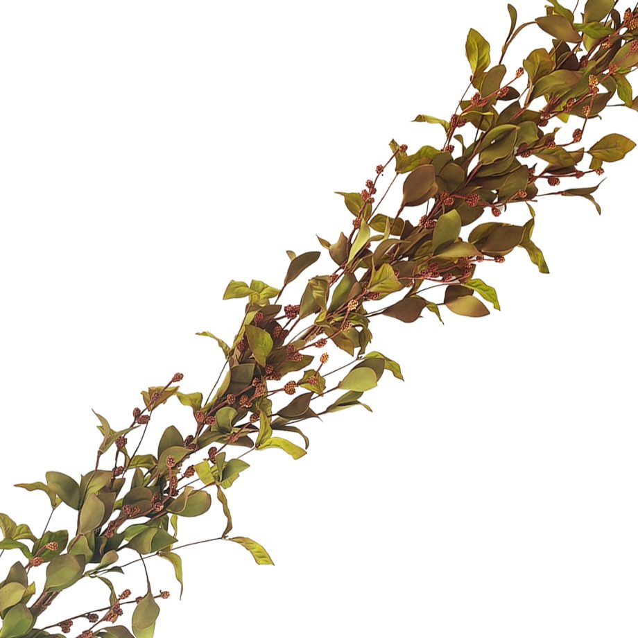 FALL GARLAND LEAVES GREEN 60" W/ MINI-BERRIES