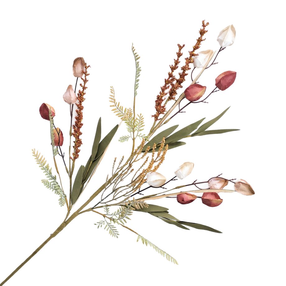 FALL SPRAY MIXED AUTUMN LEAF W/ FLOWER BUD 31.5" MULTI