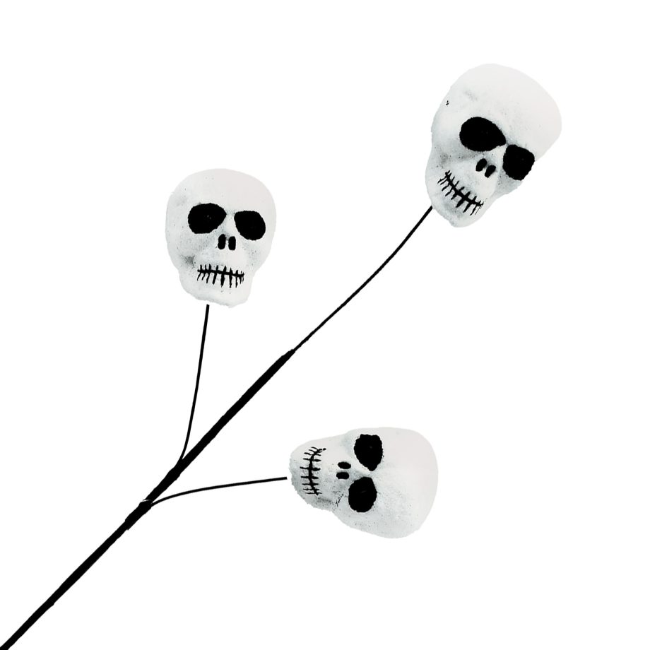 HALLOWEEN SPRAY SKULLS X 3 30" BLACK/WHITE W/ GLITTER