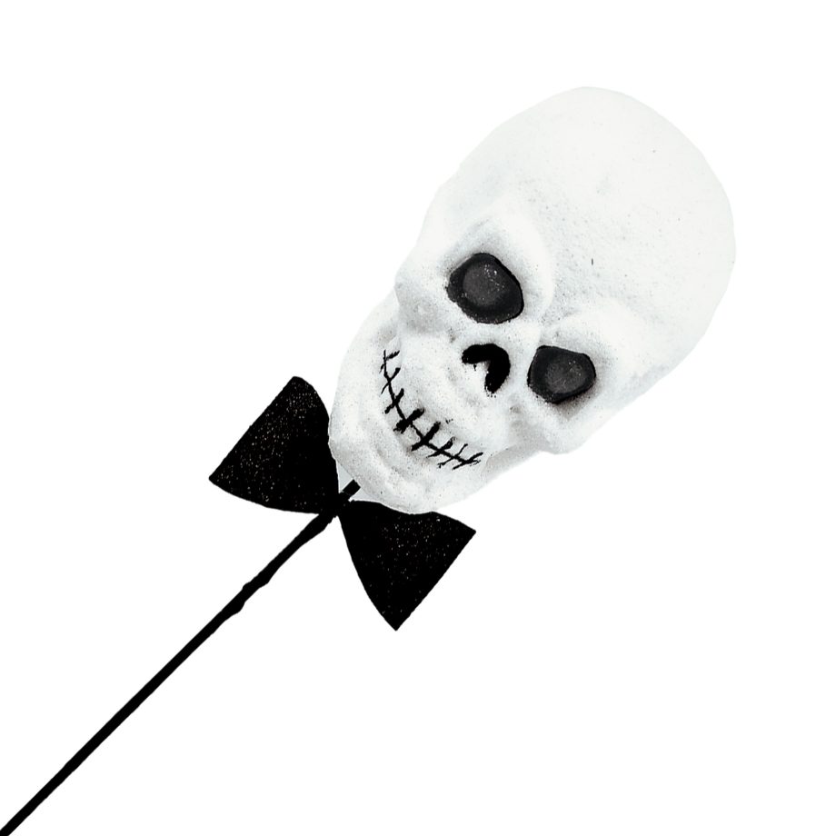 HALLOWEEN SPRAY SKULL 27.5" BLACK/WHITE W/ GLITTER