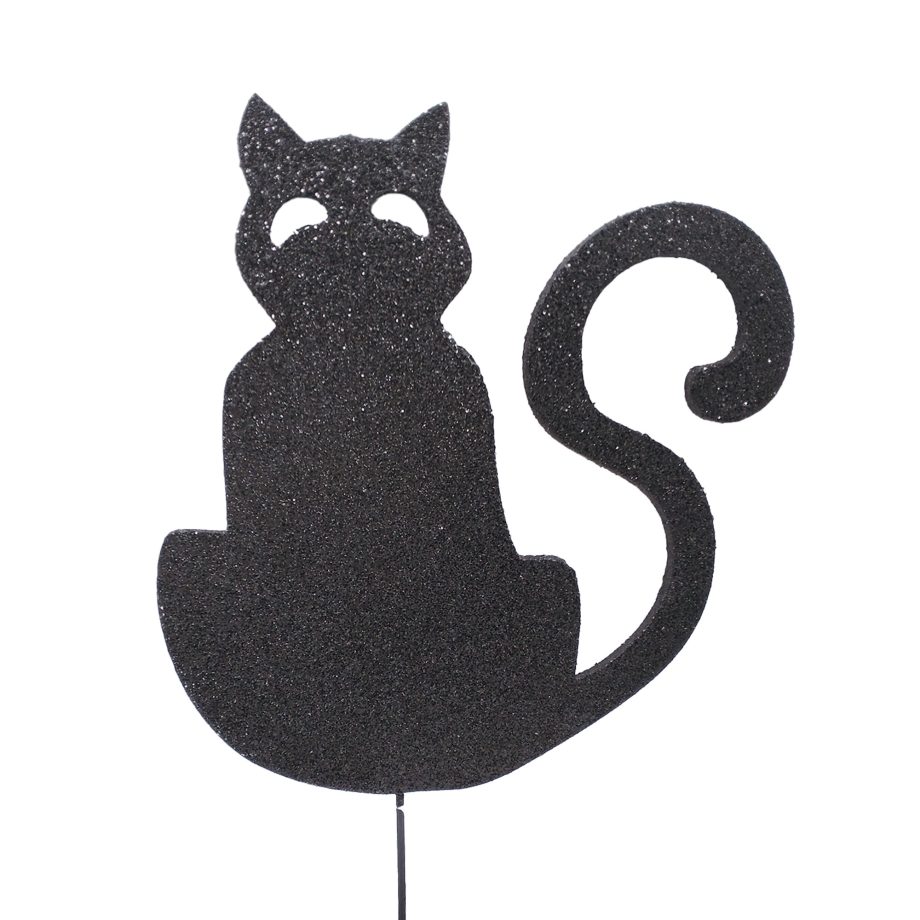 HALLOWEEN SPRAY CAT 25.5" BLACK W/ GLITTER