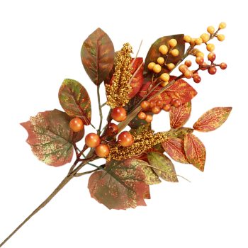 FALL SPRAY MIXED AUTUMN LEAF 18" MULTI W/ SORGUM & BERRIES