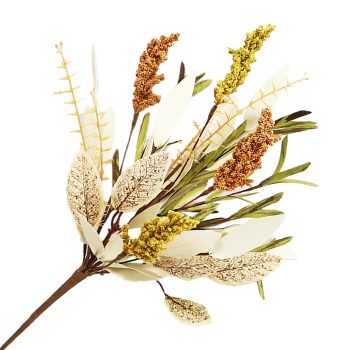 FALL SPRAY MIXED AUTUMN LEAF/GRASS 18" BEIGE/MULTI W/ SORGHUM