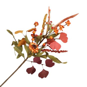 FALL SPRAY MIXED FLOWERS, LEAVES & GRASS 18" ORANGE/MULTI