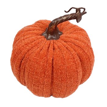 FALL PUMPKIN FABRIC 7.5"X6.5" ORANGE W/ STEM VINE