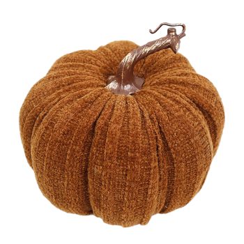 FALL PUMPKIN FABRIC 7.5"X6.5" DARK BROWN W/ STEM VINE