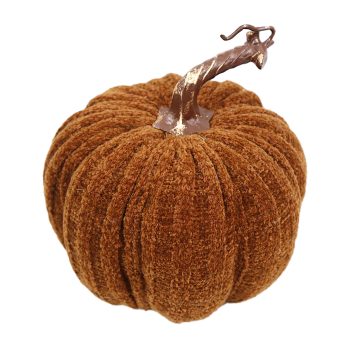 FALL PUMPKIN FABRIC 6.3"X6.5" DARK BROWN W/ STEM VINE