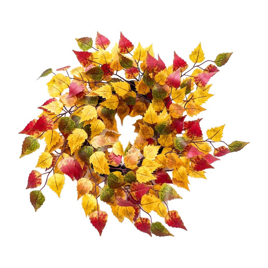 FALL WREATH AUTUMN LEAF 24" ORANGE/MULTI