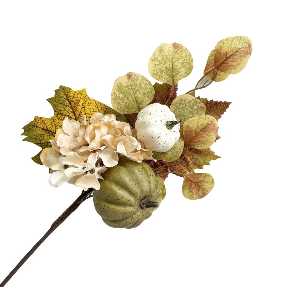 FALL SPRAY HYDRANGEA/PUMPKIN 18" AUTUMN COLORS W/ EUCALYPTUS