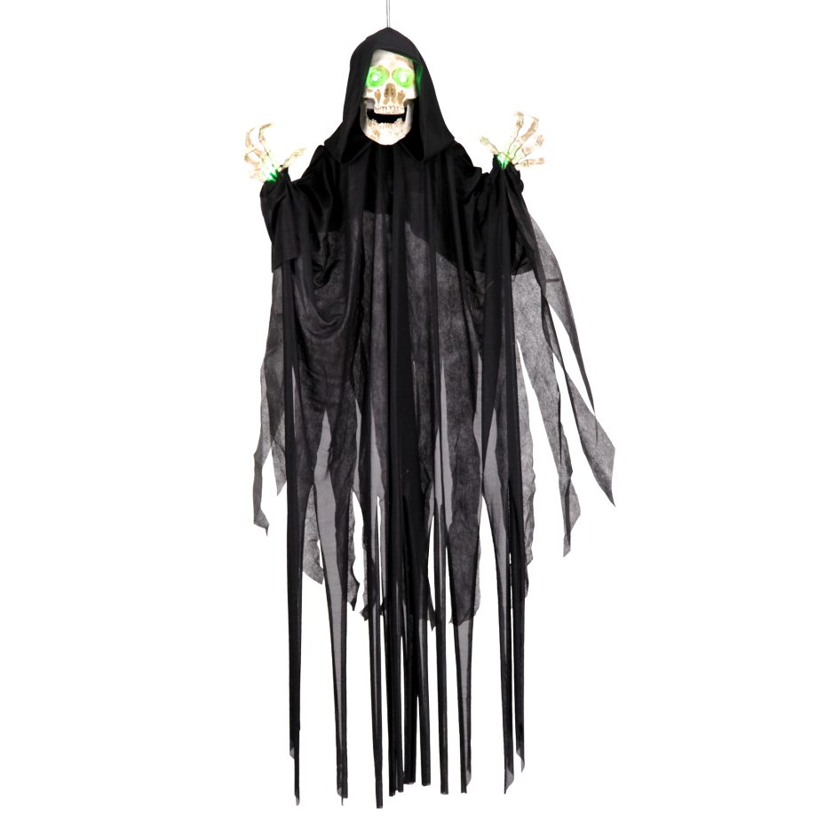 HALLOWEEN HANGING BLACK REAPER 47" W/ LIGHT & SOUND B/O (3XAAA)