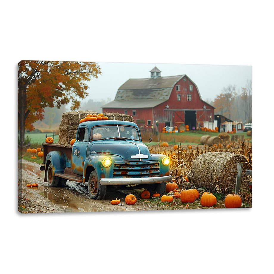 FALL CANVAS 24"X16" LIGHT UP RUSTIC HARVEST 2PC LED+6HOUR TIMER