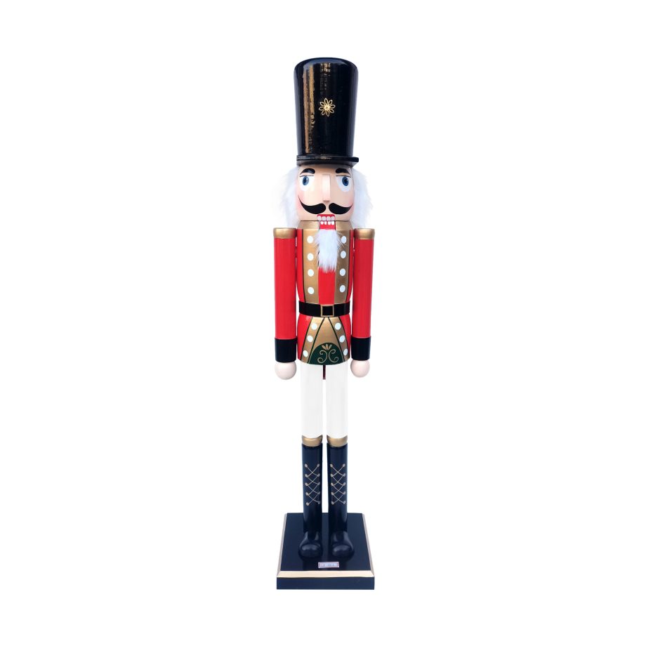 NUTCRACKER WOODEN STANDING 24" RED/WHITE TRADITIONAL SOLDIER'S UNIFORM