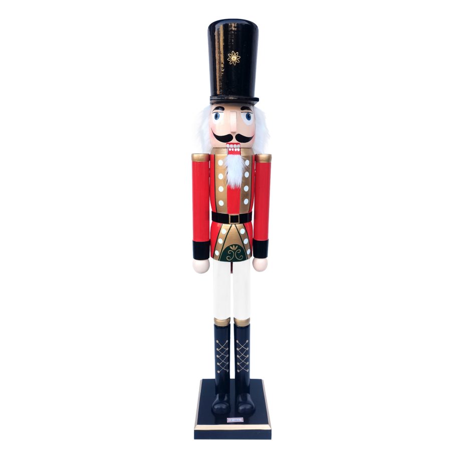 NUTCRACKER WOODEN STANDING 32" RED/WHITE TRADITIONAL SOLDIER'S UNIFORM