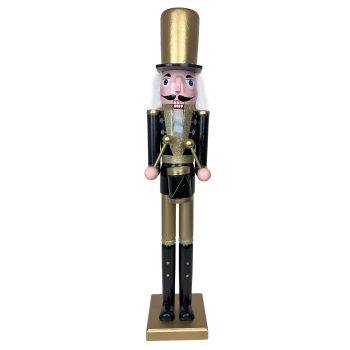 NUTCRACKER WOODEN STANDING 32" BLACK/GOLD DRUMMER