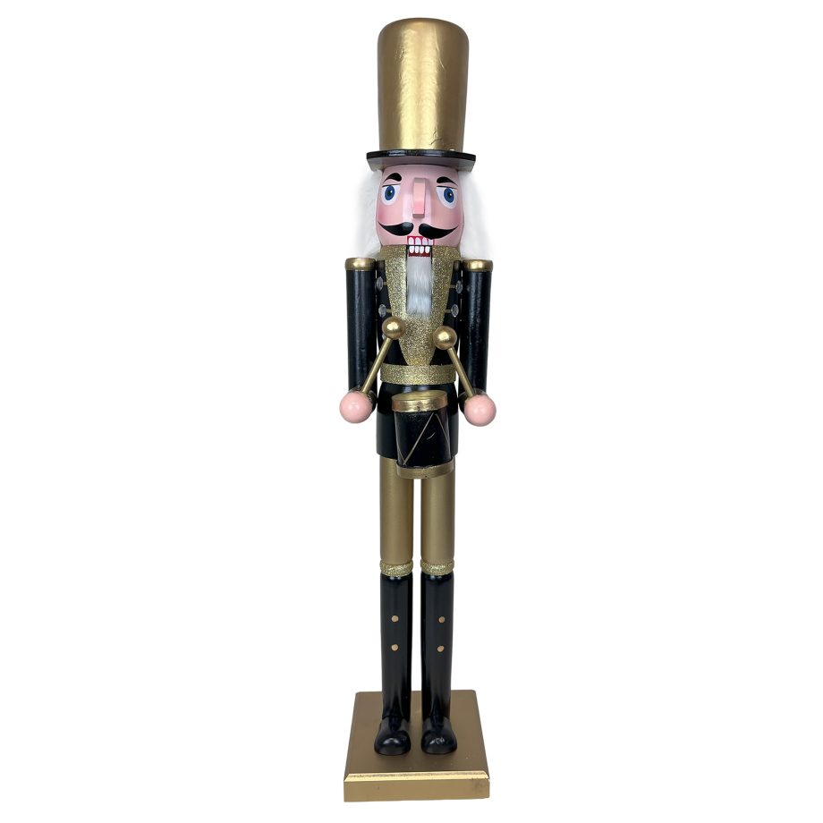 NUTCRACKER WOODEN STANDING 32" BLACK/GOLD DRUMMER