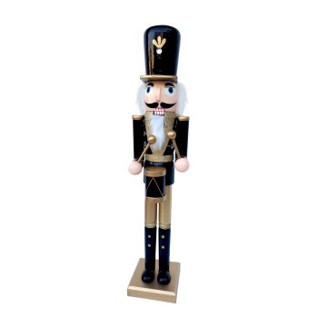 NUTCRACKER WOODEN STANDING 32" BLACK/GOLD DRUMMER