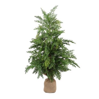 TREE CEDAR REAL-TOUCH 20" GREEN/NATURAL W/ PINE CONES & BURLAP BASE