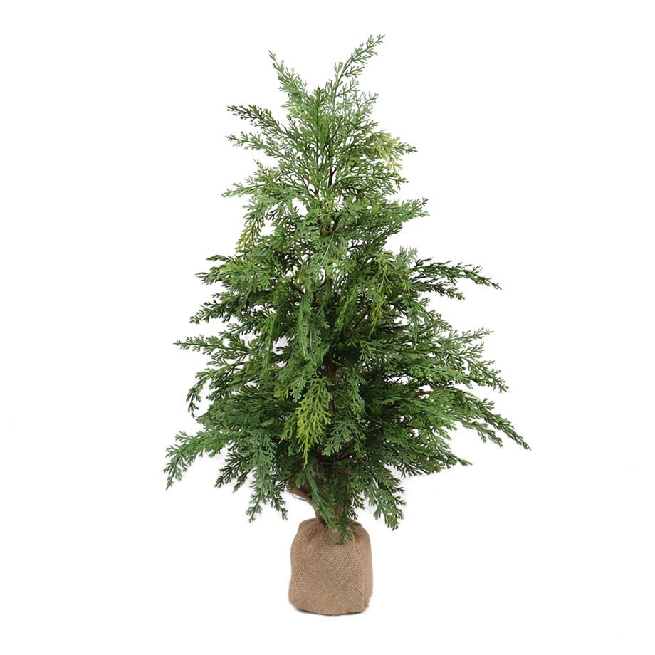 TREE CEDAR REAL-TOUCH 20" GREEN/NATURAL W/ PINE CONES & BURLAP BASE