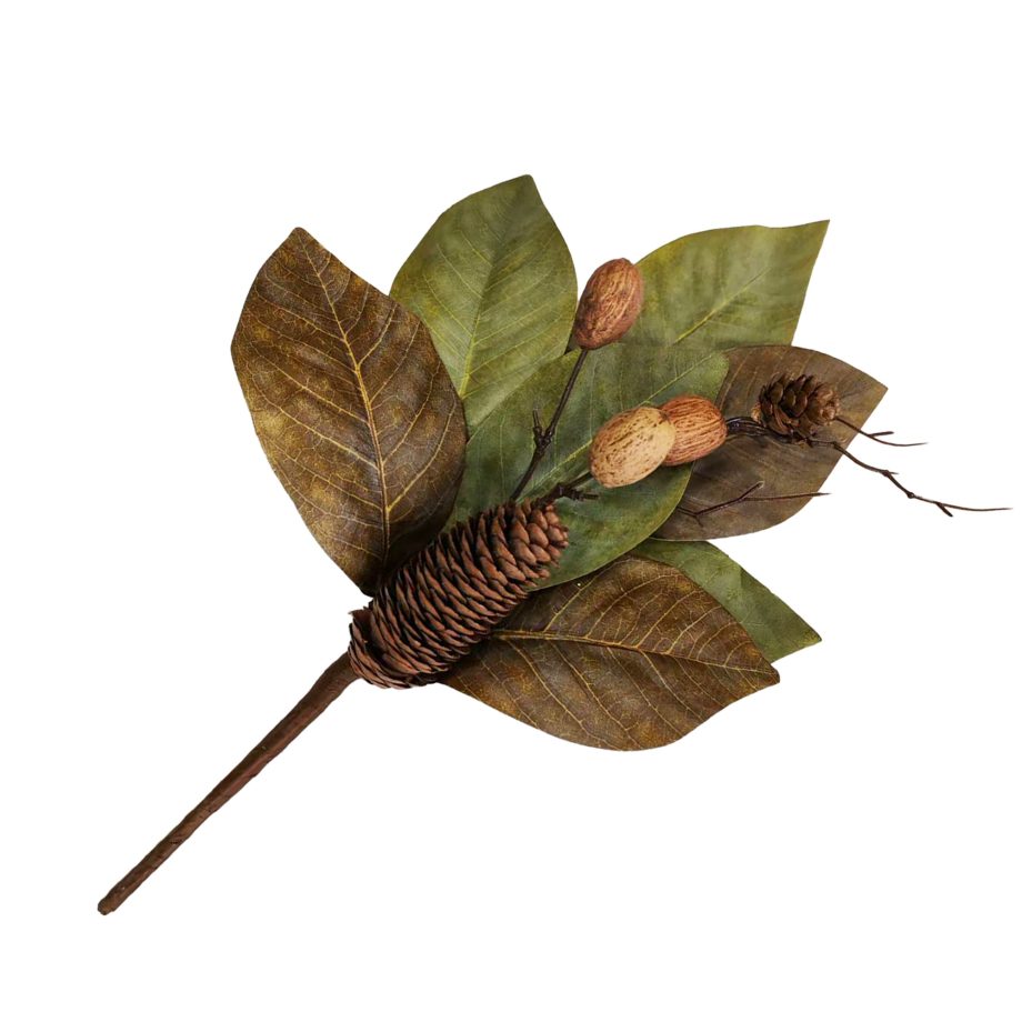 FALL SPRAY  MAGNOLIA LEAF W/ PINE CONE 24'' GREEN/NATURAL