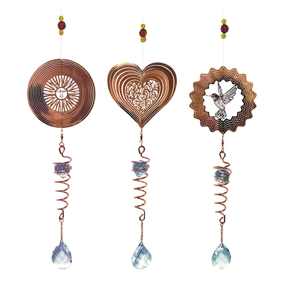COPPER WIND SPINNER WITH CRYSTAL TWISTER 3ASST
