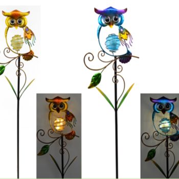 SOLAR METAL OWL STAKE - 2 ASST