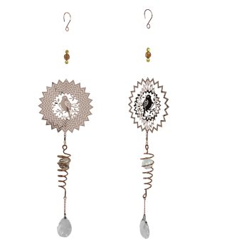 COPPER WIND SPINNER WITH CRYSTAL DROP- 3 ASSORTED