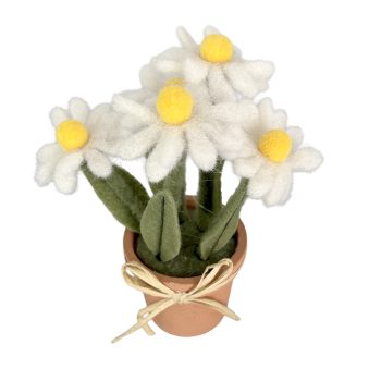 DAISES IN POT 6" WHITE FELT