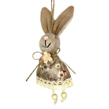 ORN BUNNY 7.5" LT. BROWN W/LACE