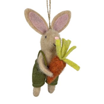 ORN BUNNY 6.5" GREEN PANTS W/CARROT