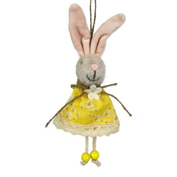 ORN BUNNY 7.5" YELLOR FLORAL DRESS