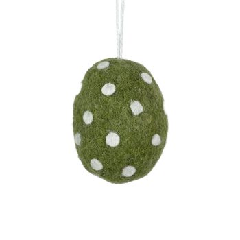 ORN FELT EGG 3" GREEN W/DOTS