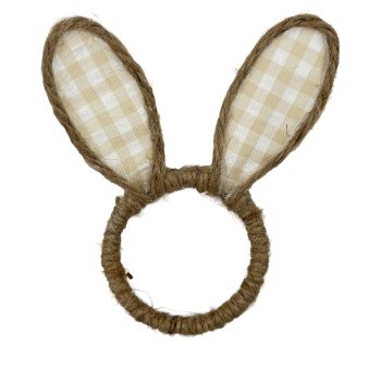 NAPKIN RING BUNNY EARS 4" NATURAL/YELLOW