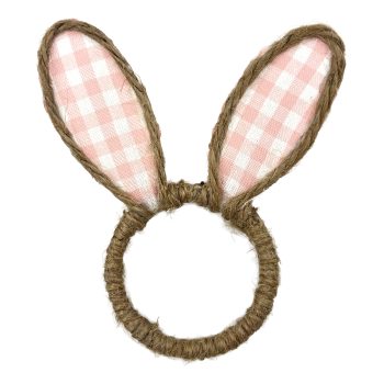 NAPKIN RING BUNNY EARS 4" NATURAL/PINK