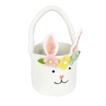 EASTER RABBIT BASKET 9.5"H WHITE