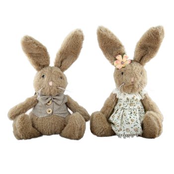 BUNNY SITTING PLUSH 25" 2/S BOY/GIRL