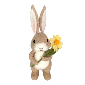 RABBIT STANDING 10" BROWN FELT W/DAISY