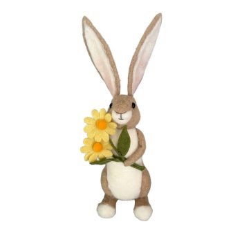 RABBIT STANDING 13" BROWN FELT W/DAISIES