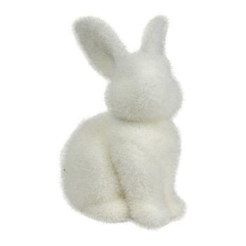 RABBIT SITTING 6" WHITE FLOCKED
