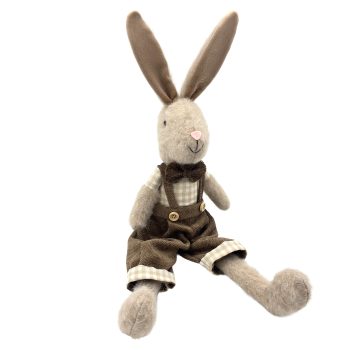 BUNNY BOY SITTING 15.5" W/BROWN PANTS