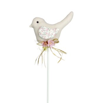 BIRD ON PICK 18" CREAM FABRIC