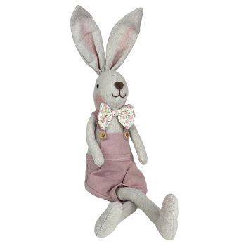 RABBIT SITTING BOY 18.5" CREAM/PINK