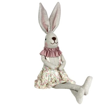 RABBIT SITTING GIRL 18.5" CREAM/PINK