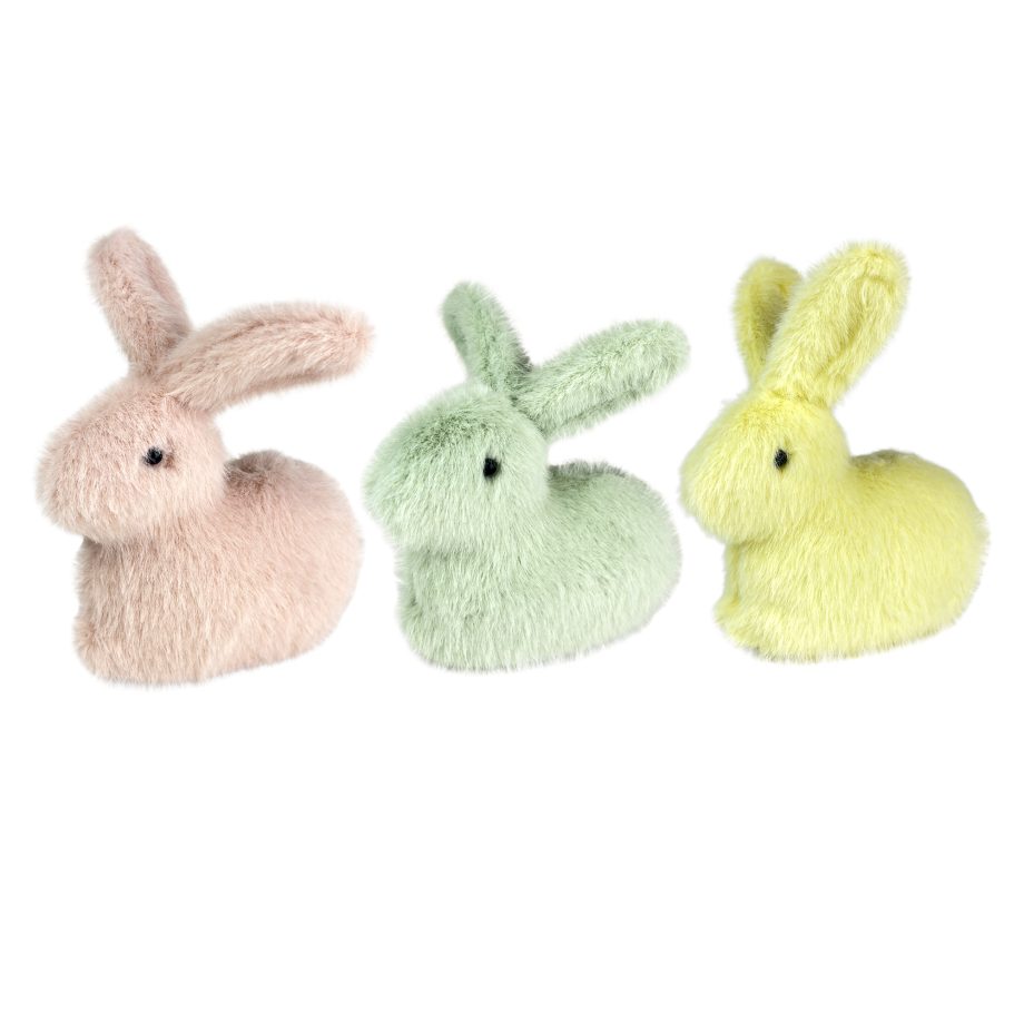 PLUSH RABBIT 5" PINK/GREEN/YELLOW 3/S